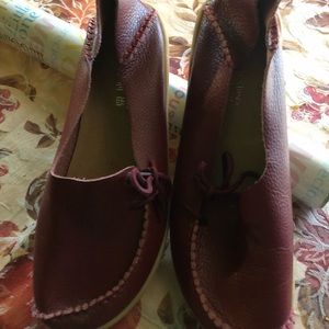 Red loafers European size 42 w/shoe ties on side